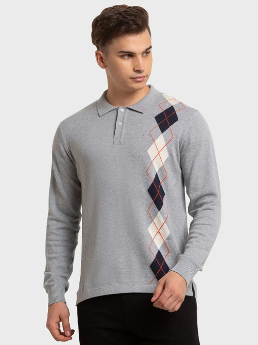 Men Tailored Fit Blue T-Shirt & Polo