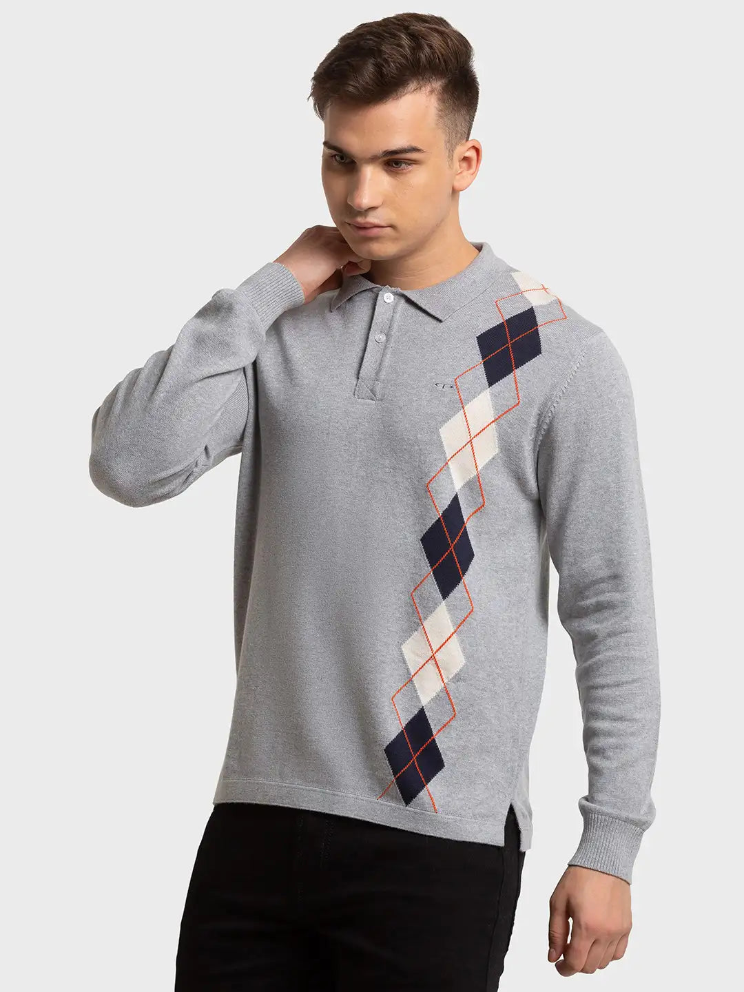 Men Tailored Fit Blue T-Shirt & Polo
