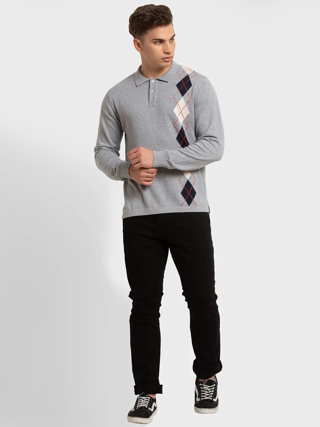 Men Tailored Fit Blue T-Shirt & Polo