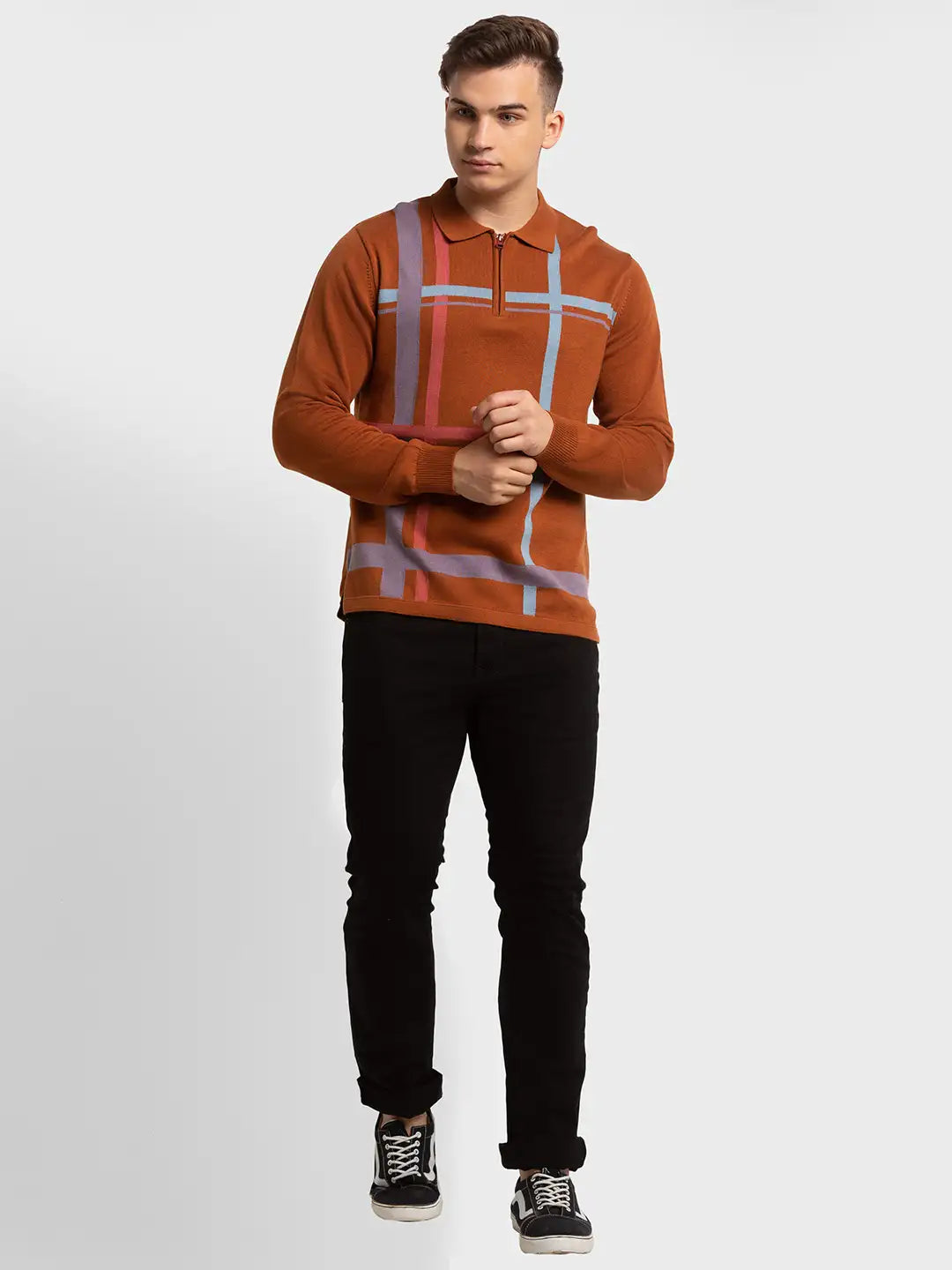 Men Tailored Fit Light Grey T-Shirt & Polo