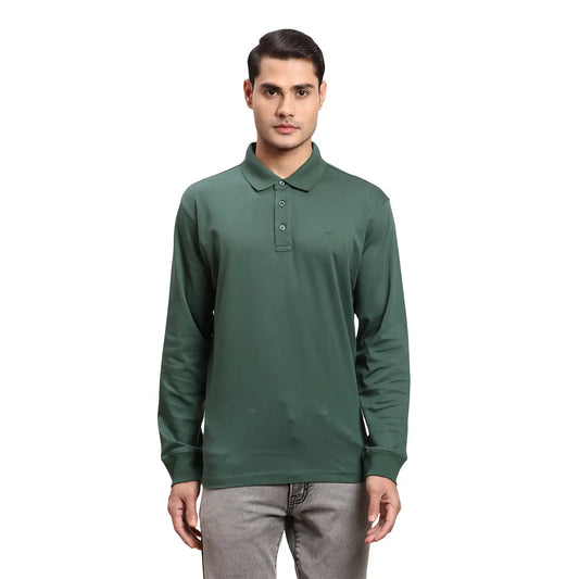 Men Brown Regular Fit Solid  Cotton Full Sleeve  T-Shirt