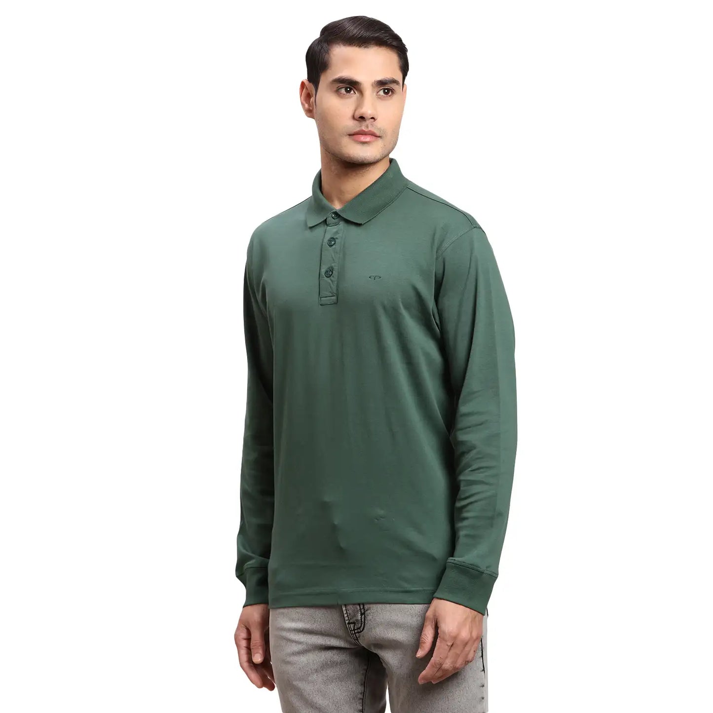 Men Brown Regular Fit Solid  Cotton Full Sleeve  T-Shirt