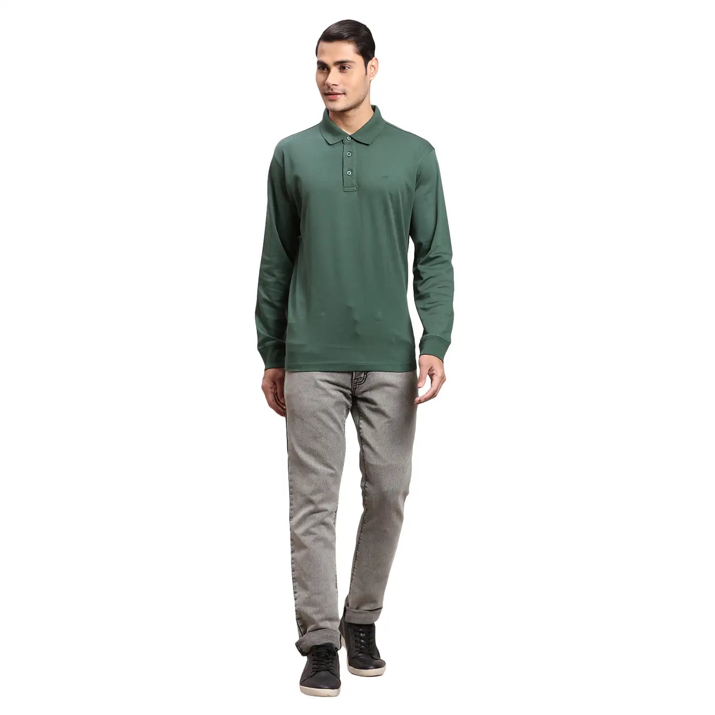 Men Brown Regular Fit Solid  Cotton Full Sleeve  T-Shirt