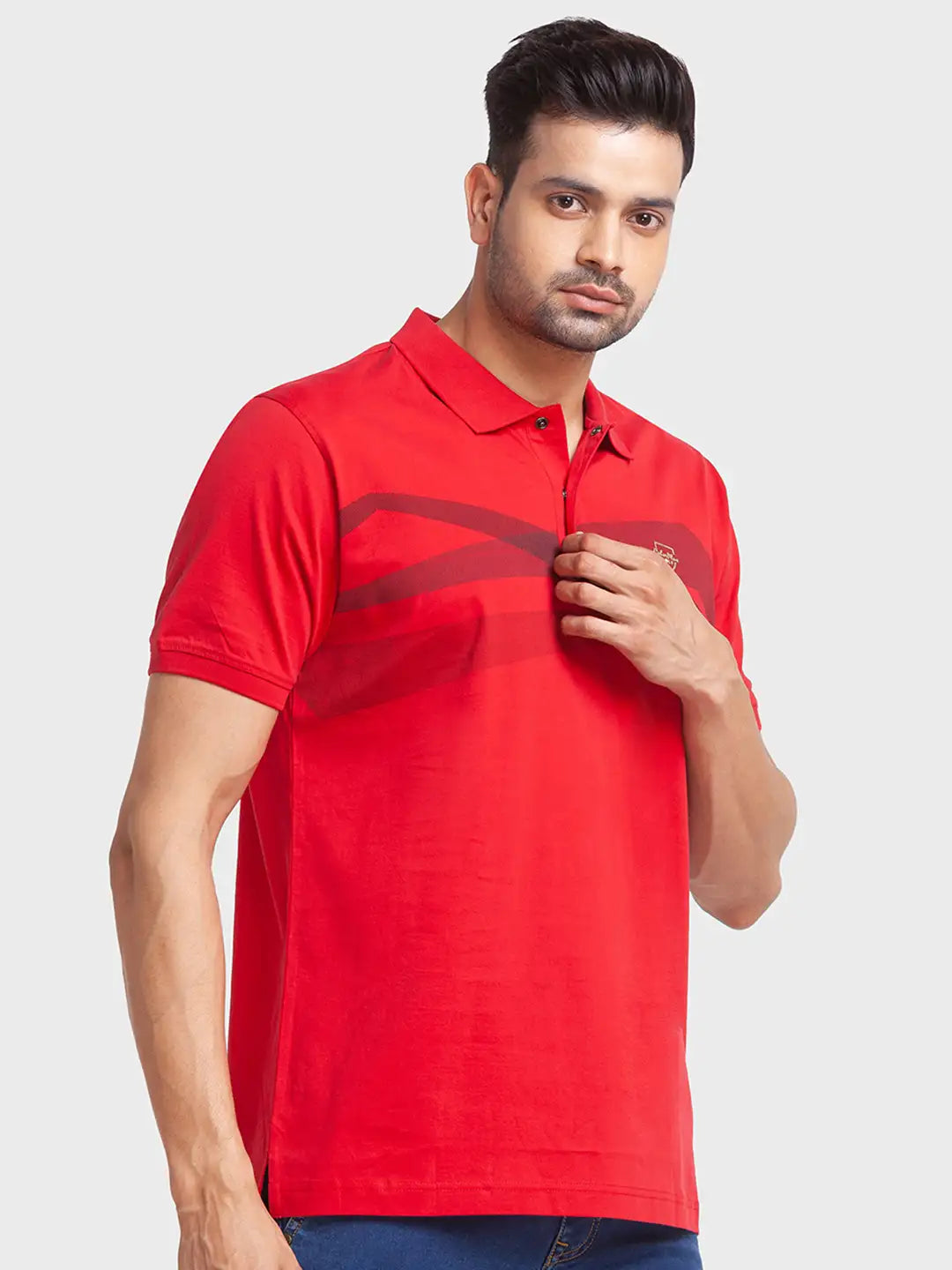 Men Tailored Fit Blue Polo