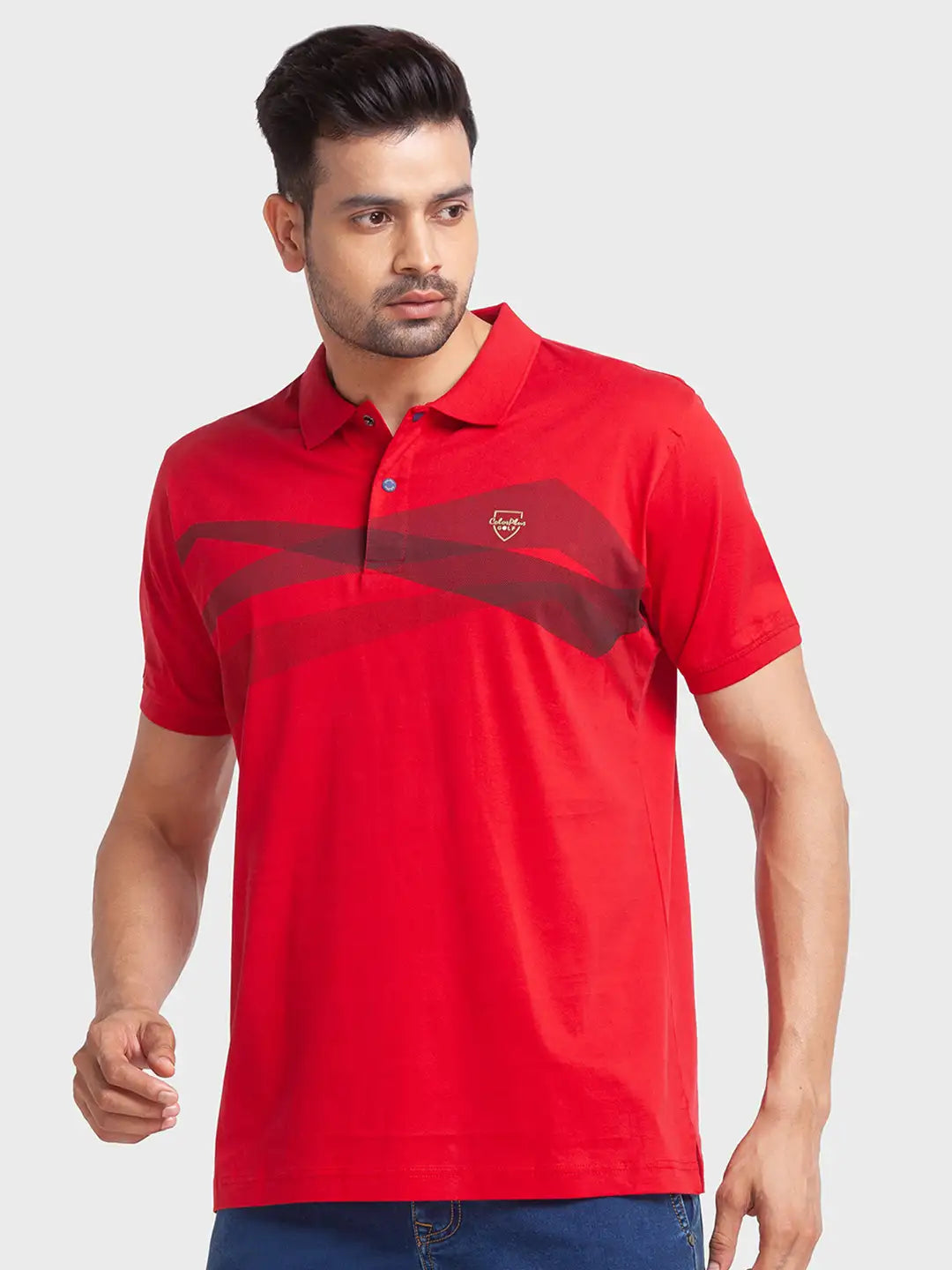 Men Tailored Fit Blue Polo