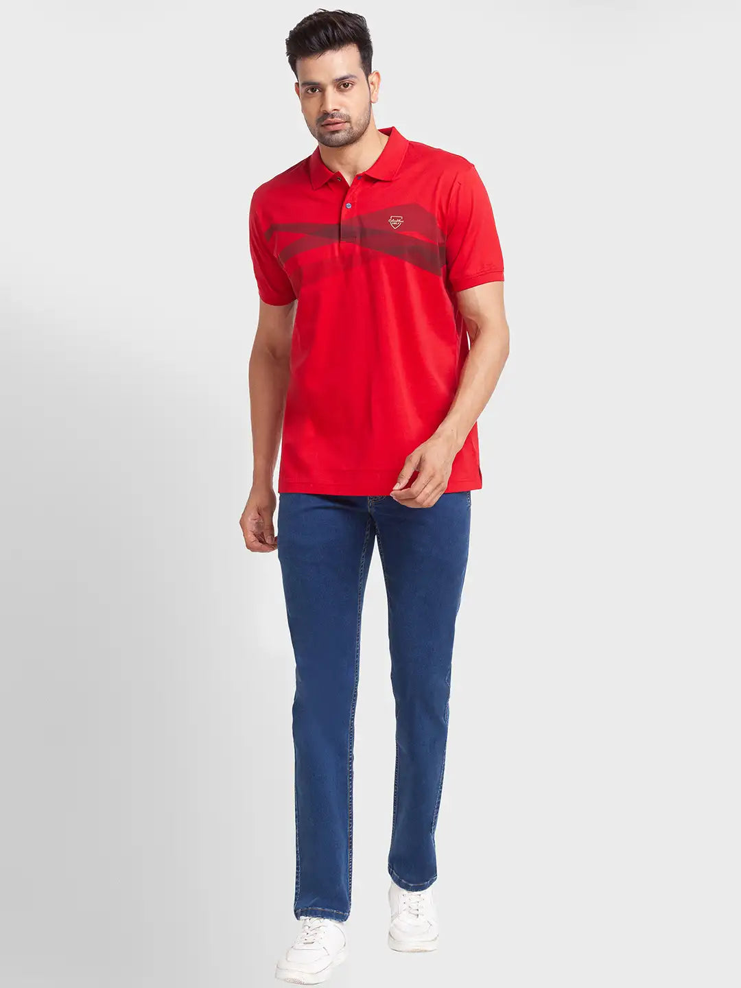 Men Tailored Fit Blue Polo