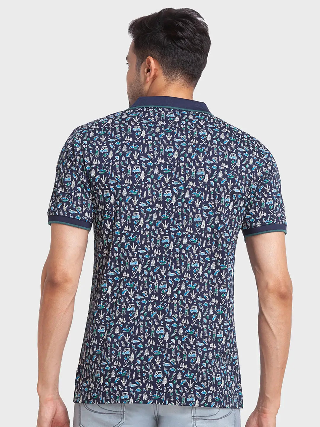 Men Tailored Fit Blue Polo