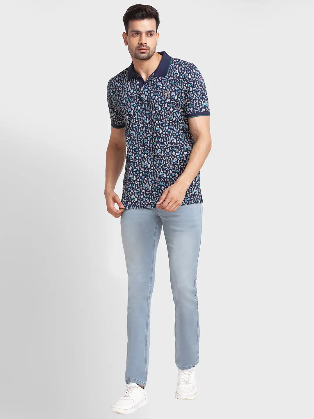 Men Tailored Fit Blue Polo