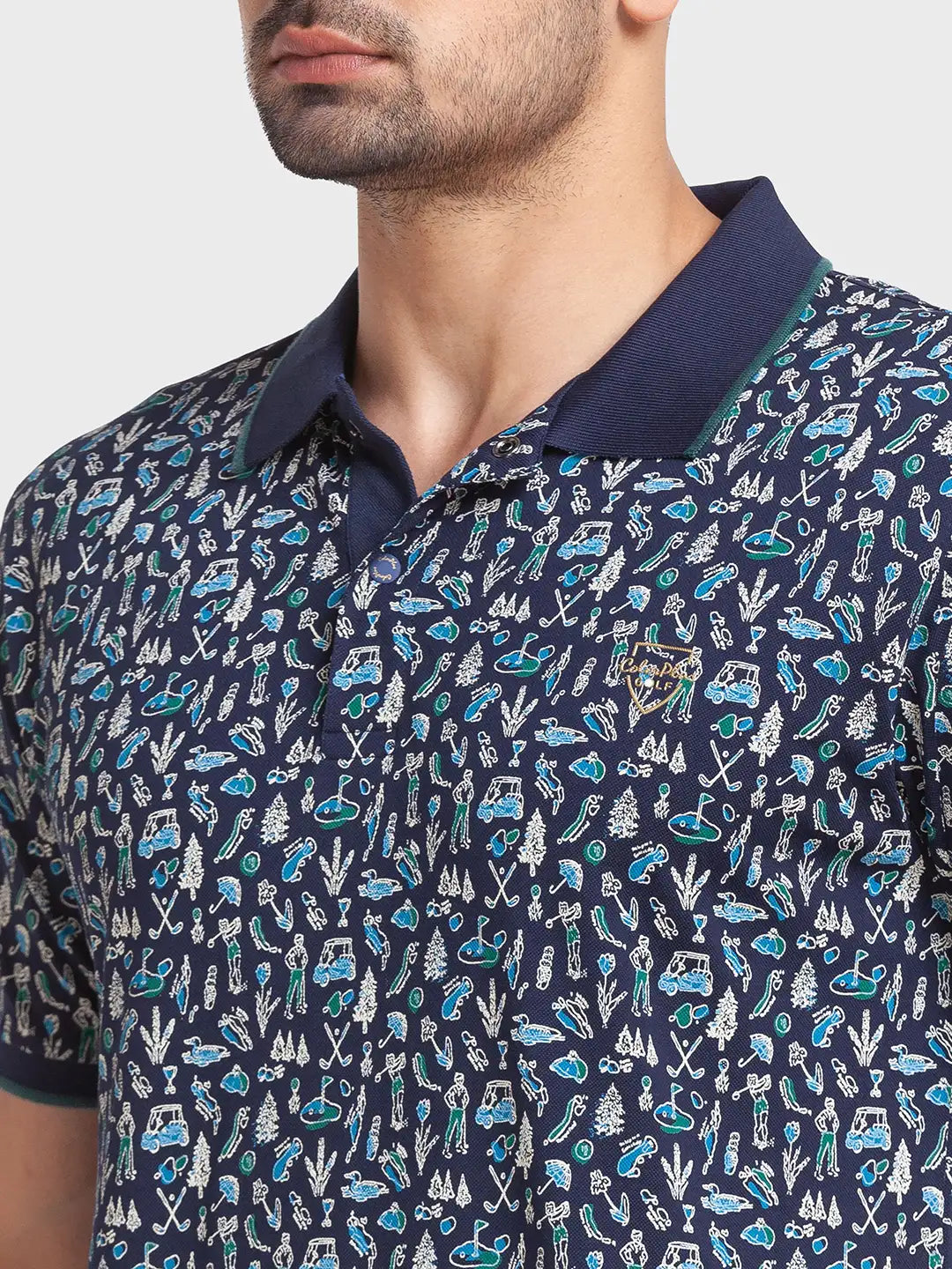 Men Tailored Fit Blue Polo