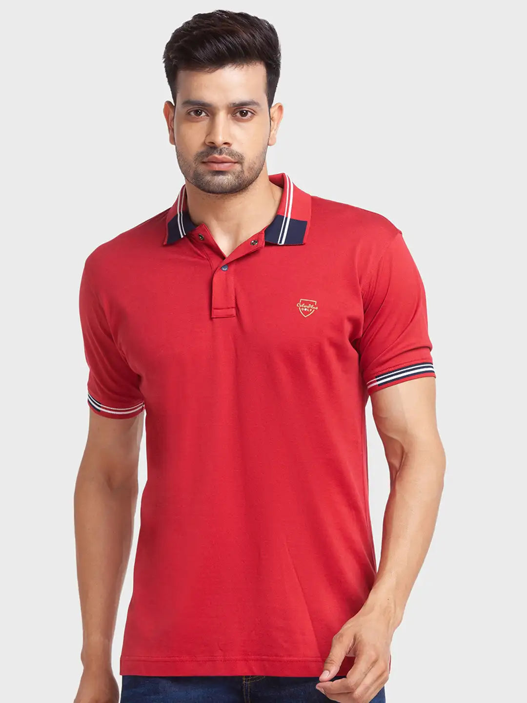 Men Tailored Fit Blue Polo