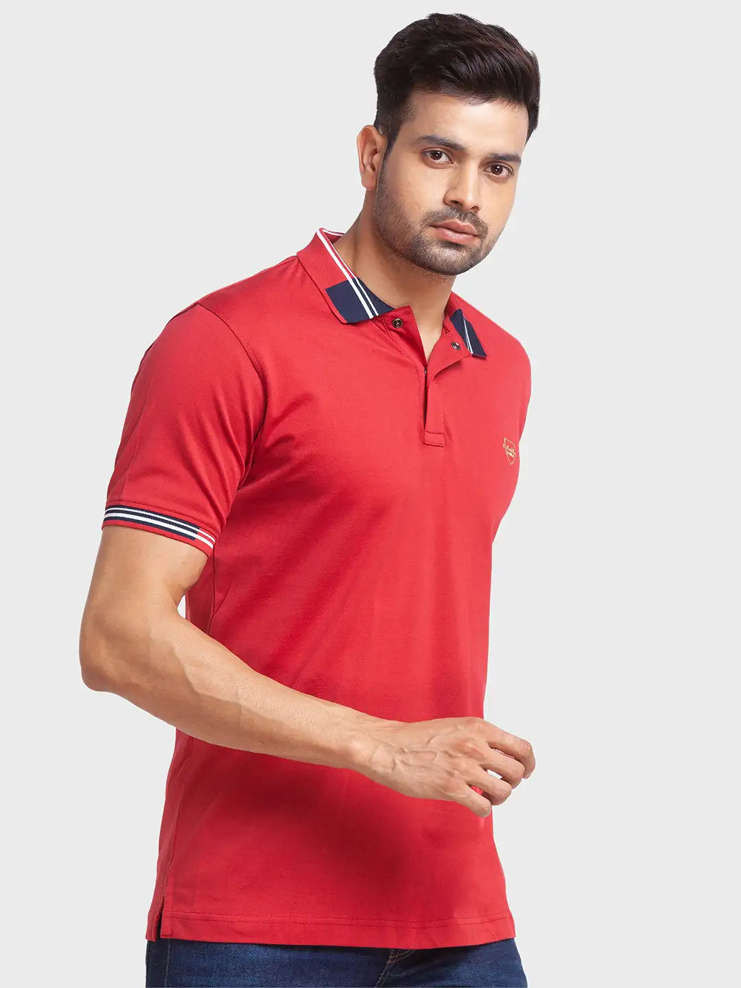 Men Tailored Fit Blue Polo