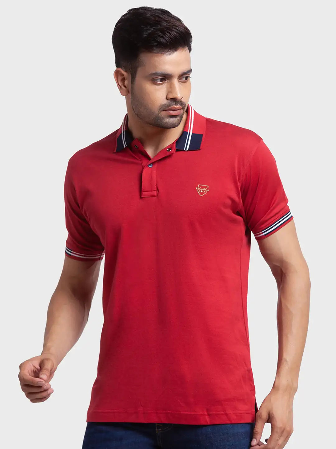 Men Tailored Fit Blue Polo