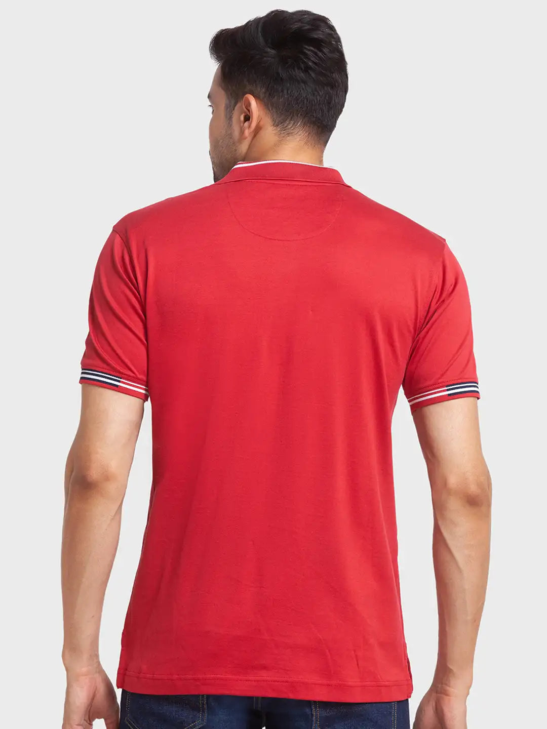 Men Tailored Fit Blue Polo