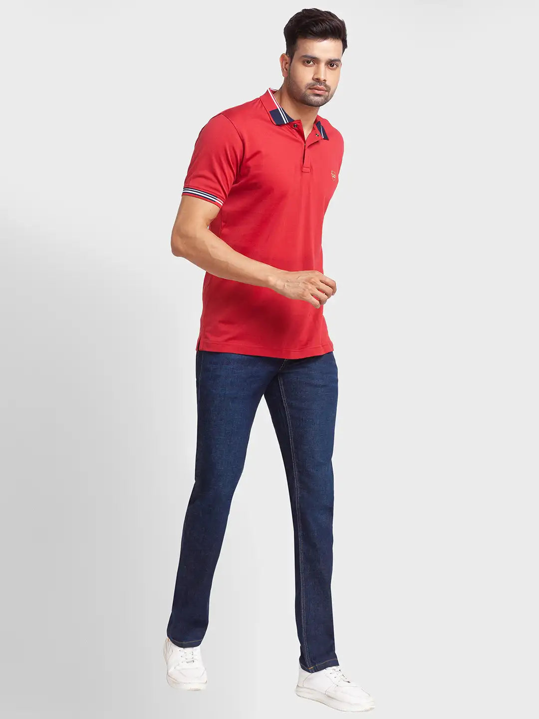 Men Tailored Fit Blue Polo