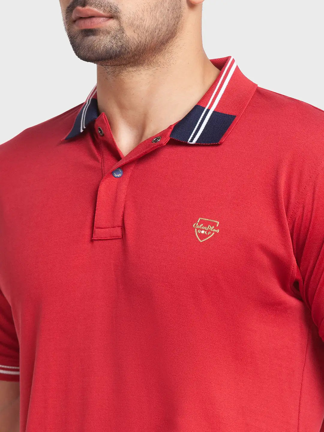 Men Tailored Fit Blue Polo