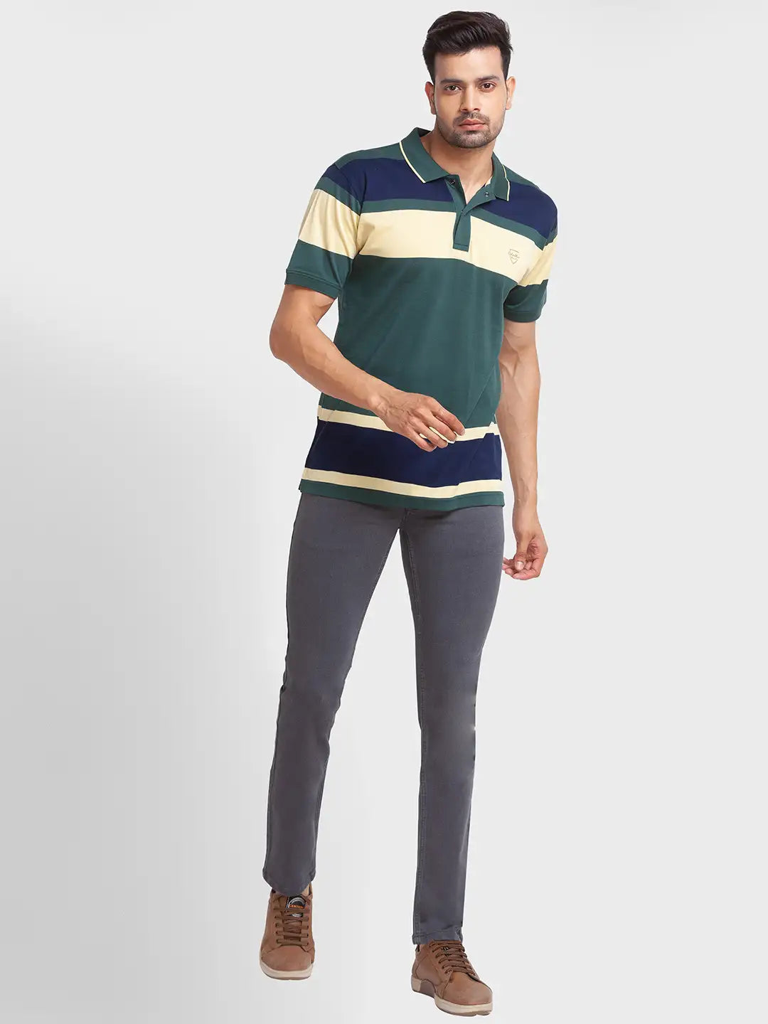 Men Tailored Fit Blue Polo