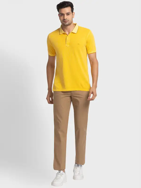 Men Tailored Fit Pink T-Shirts