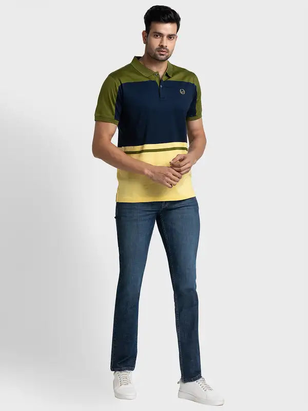 Men Tailored Fit Blue T-Shirts