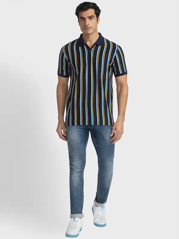 Men Tailored Fit Yellow T-Shirts