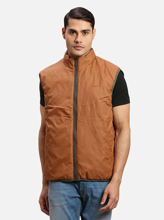 ColorPlus Men Navy Solid Regular Fit Cotton Sleeveless Bandhgala