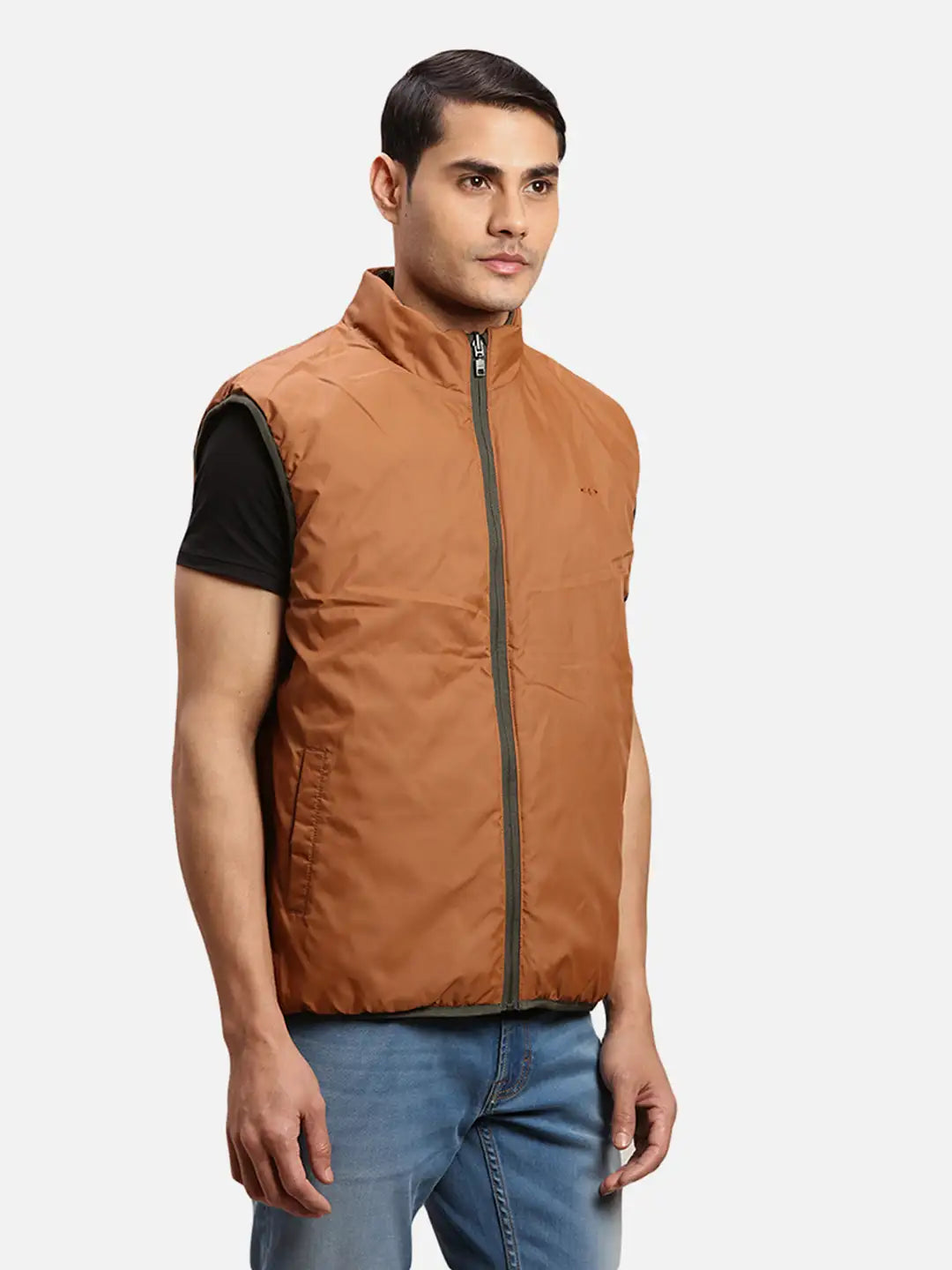 ColorPlus Men Navy Solid Regular Fit Cotton Sleeveless Bandhgala