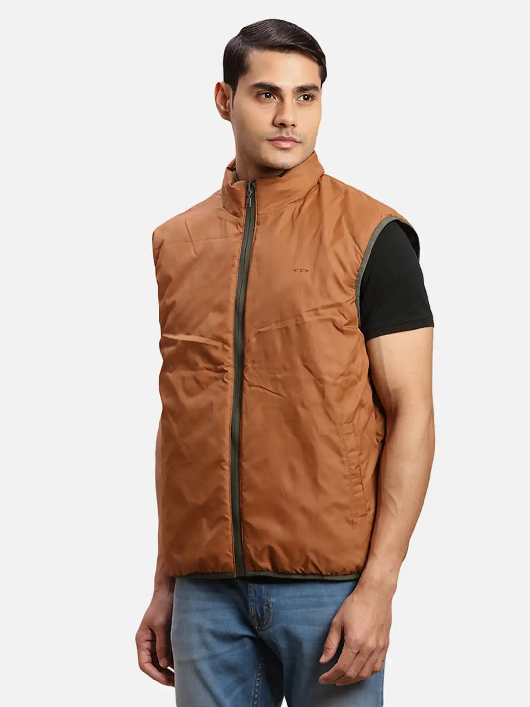 ColorPlus Men Navy Solid Regular Fit Cotton Sleeveless Bandhgala