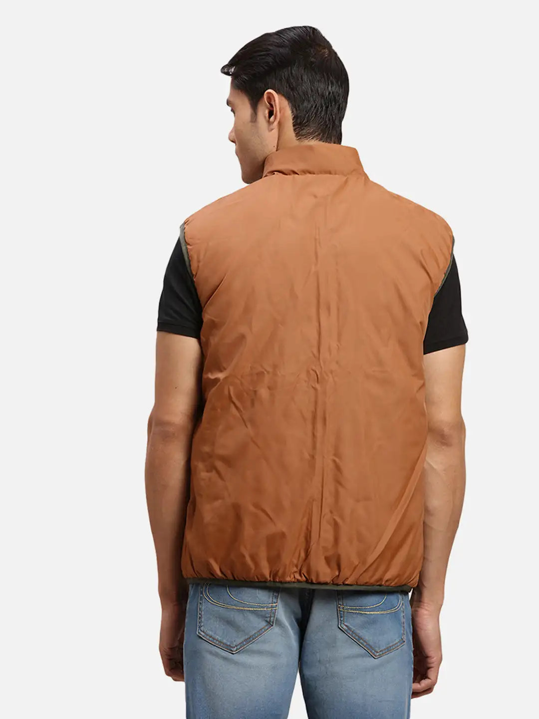 ColorPlus Men Navy Solid Regular Fit Cotton Sleeveless Bandhgala