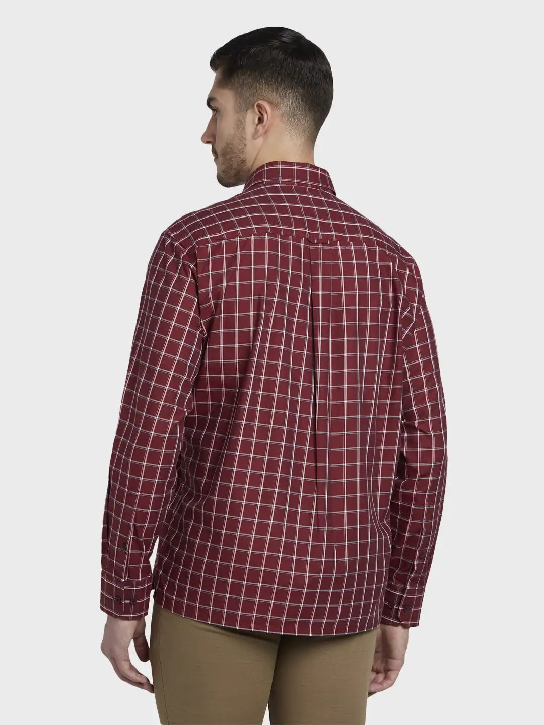 Men Red Classic Fit Checks Cotton Full Sleeve Shirts – MyRaymond