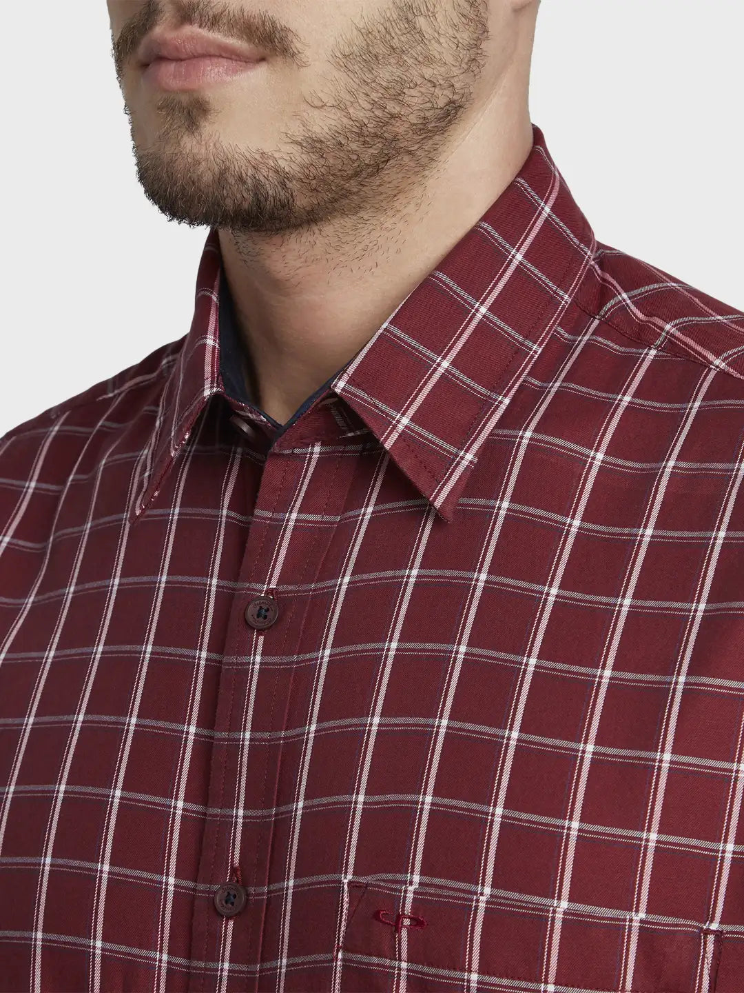 Men Red Classic Fit Checks Cotton Full Sleeve Shirts – MyRaymond