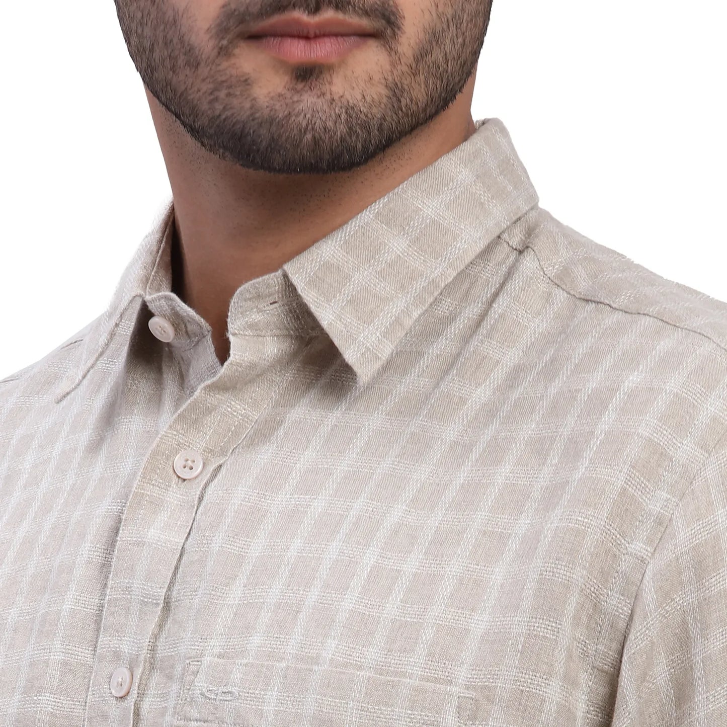 ColorPlus Men Green Print Comfort Fit Cotton Half Sleeve Shirt