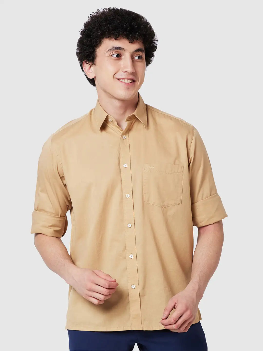 Men Classic Fit Brown Shirt
