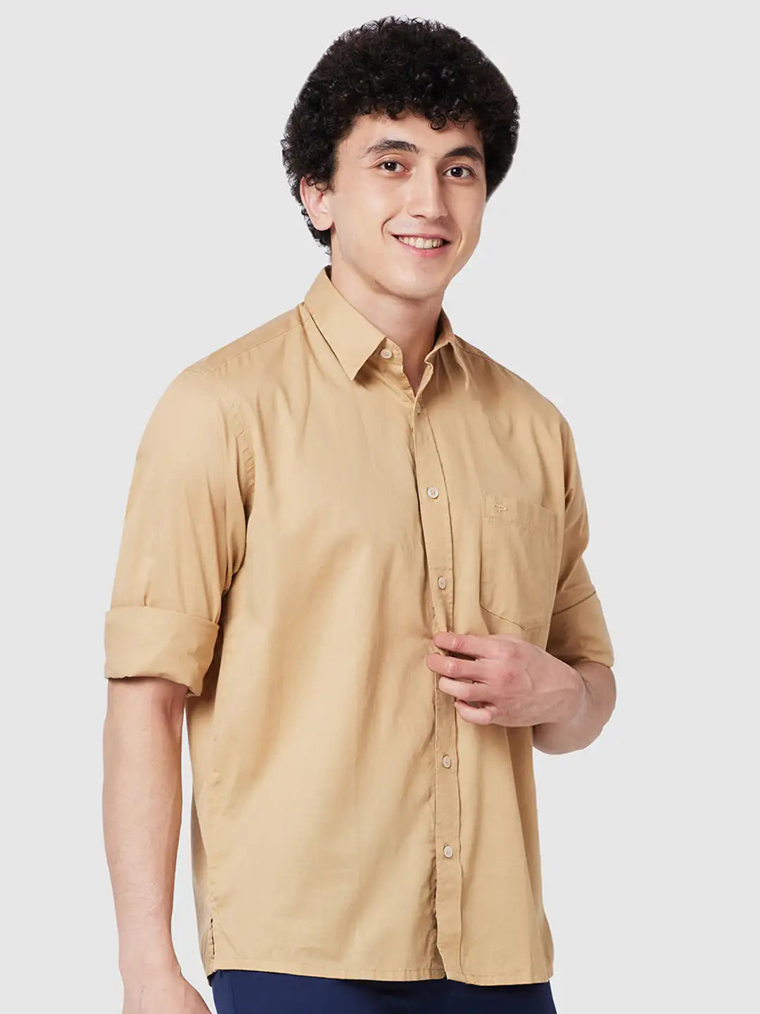 Men Classic Fit Brown Shirt