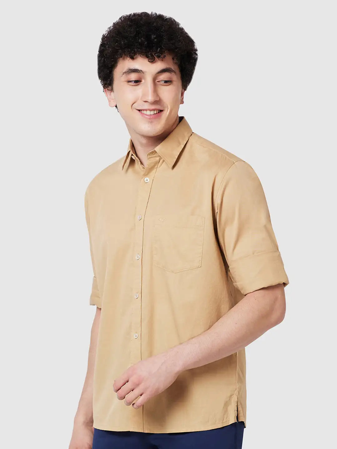 Men Classic Fit Brown Shirt