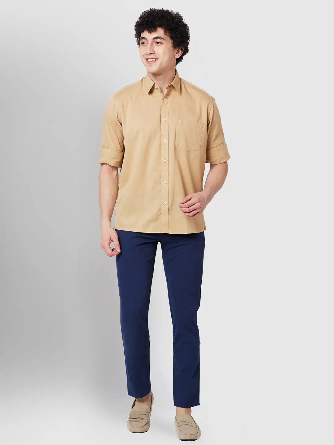 Men Classic Fit Brown Shirt