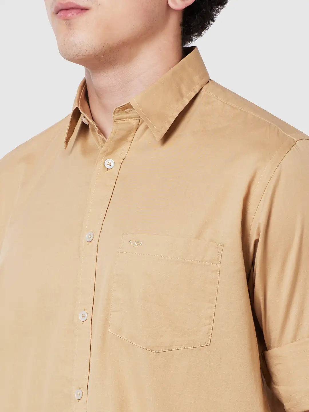 Men Classic Fit Brown Shirt