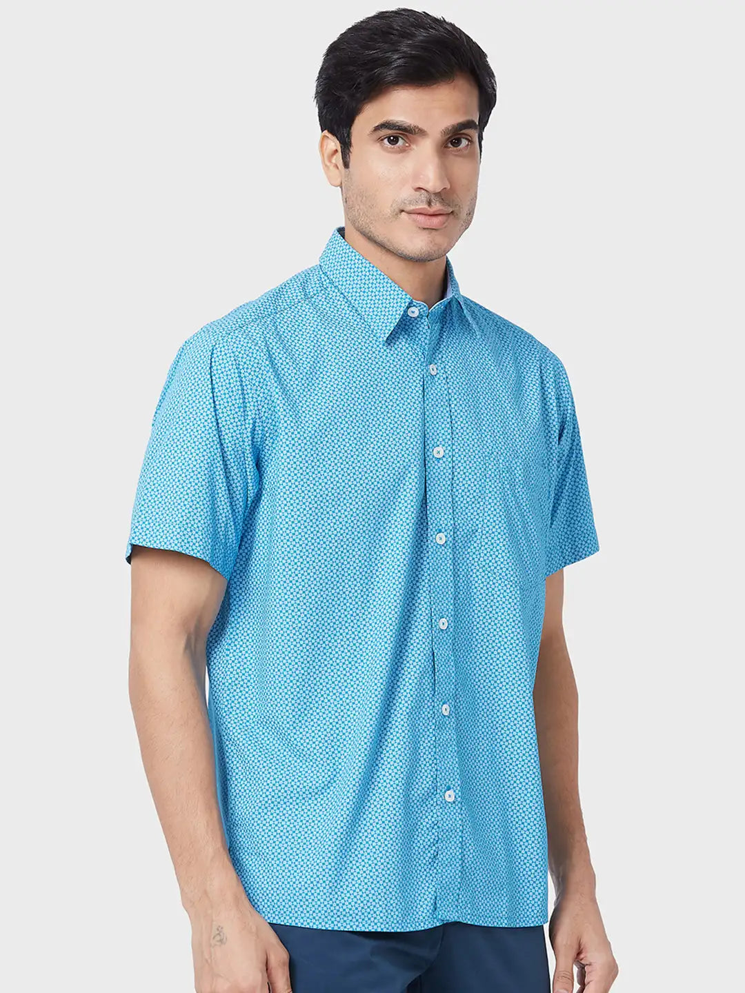 Men Slim Fit Blue Shirt