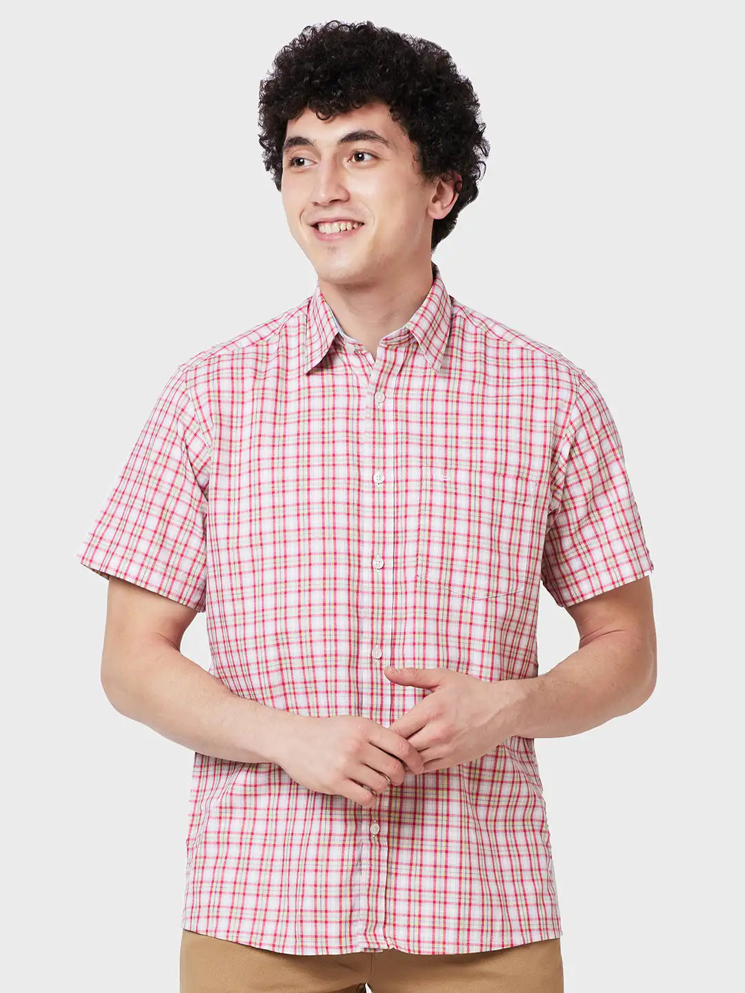 Men Classic Fit Yellow Shirt