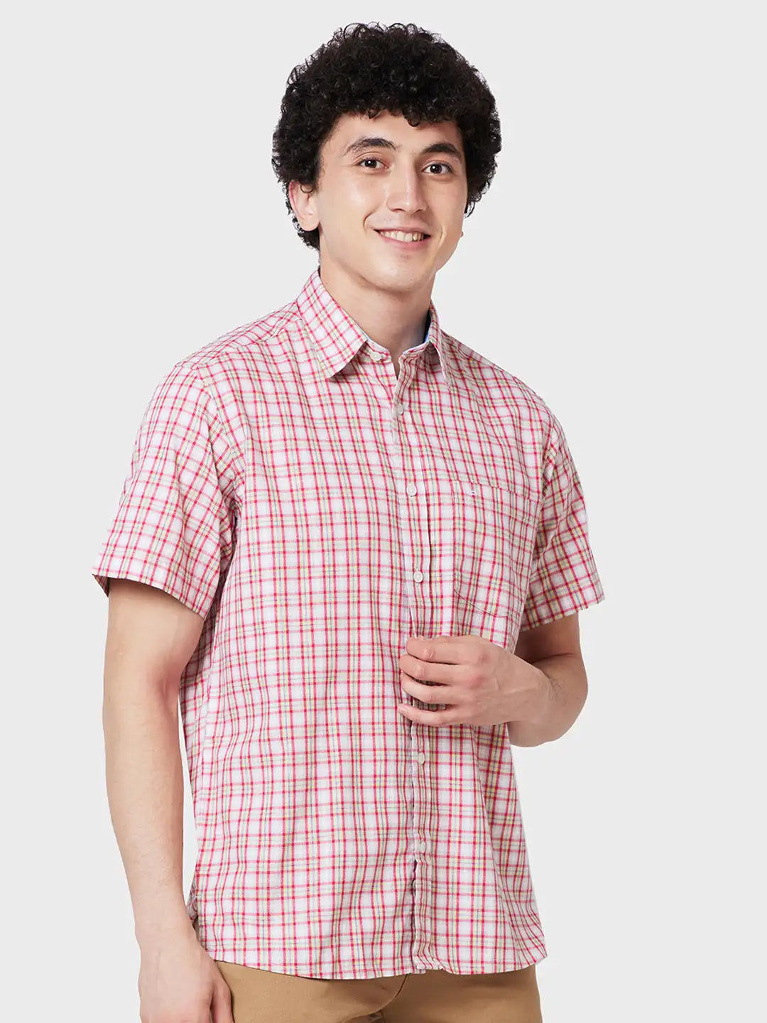 Men Classic Fit Yellow Shirt