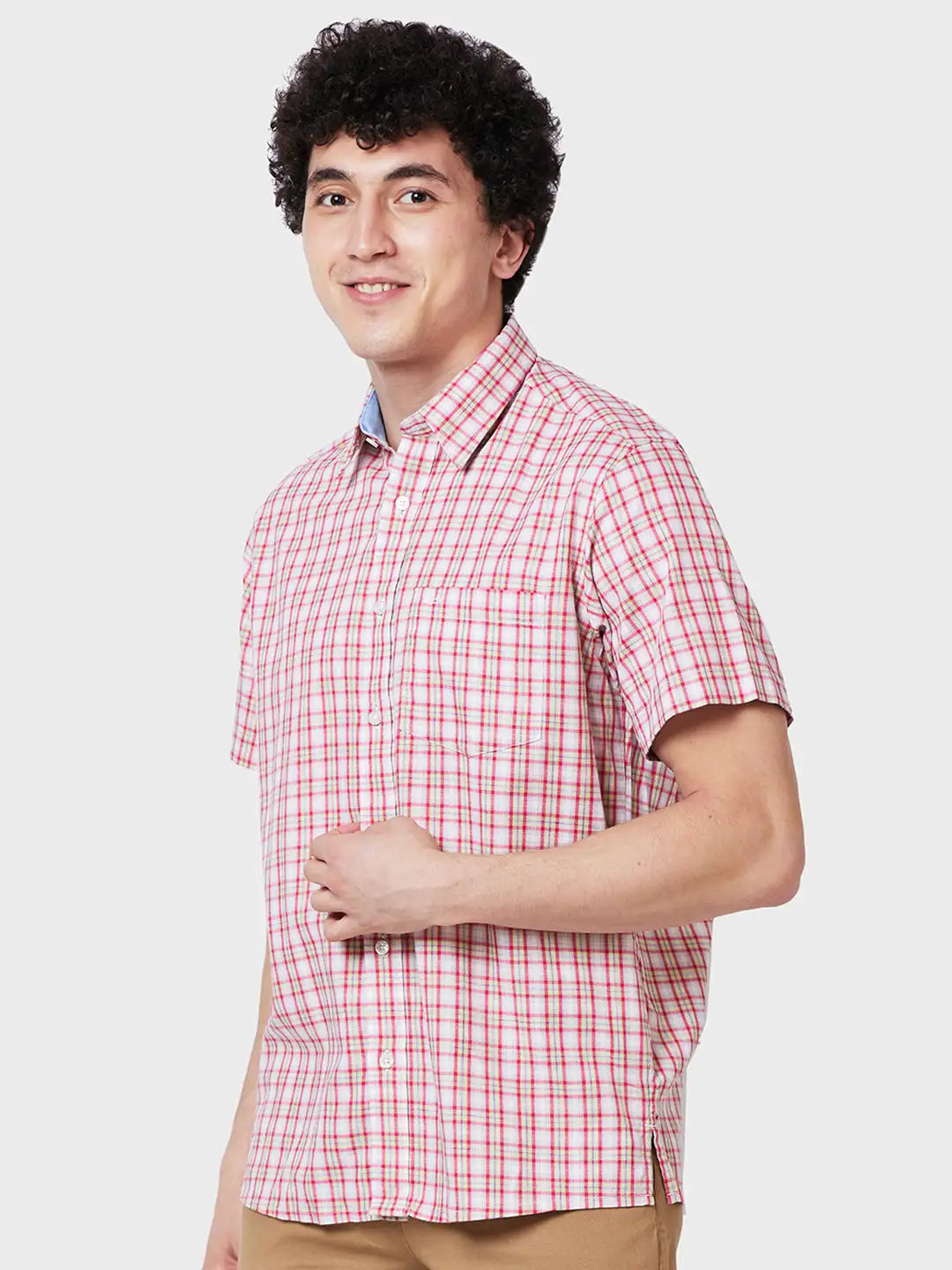 Men Classic Fit Yellow Shirt