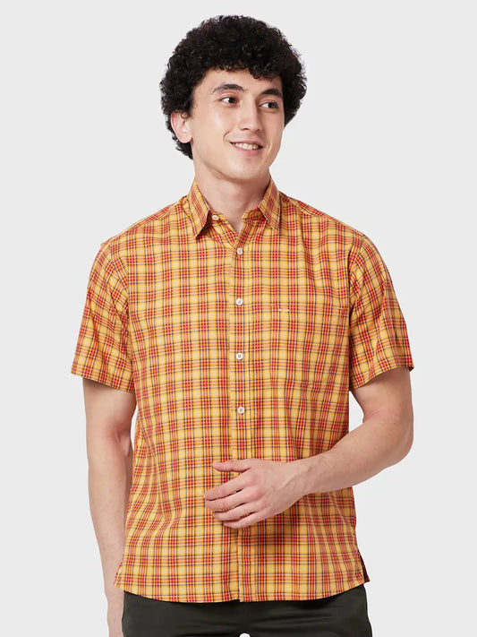 Men Classic Fit Yellow Shirt