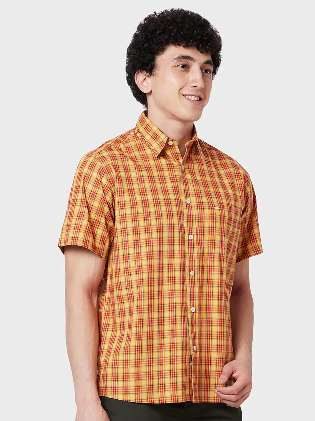 Men Classic Fit Yellow Shirt