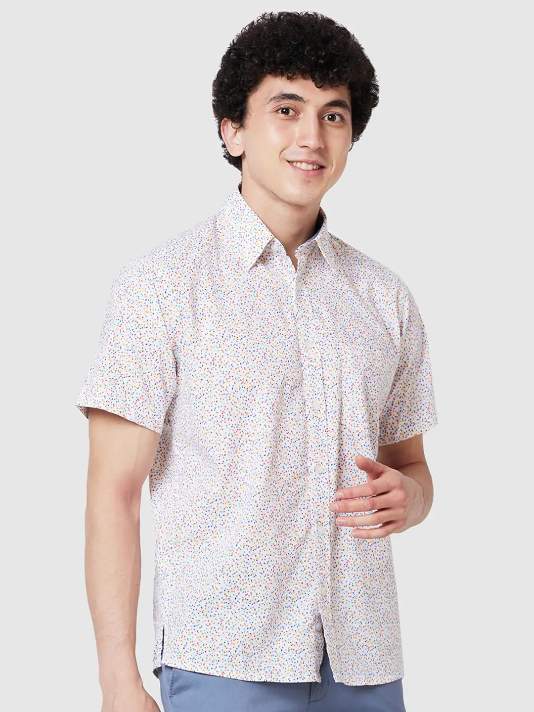 Men Classic Fit Yellow Shirt