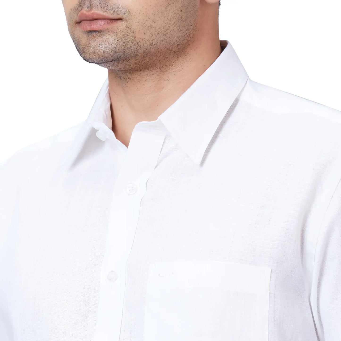 Men Yellow Classic Fit Solid Linen Half Sleeve Shirts