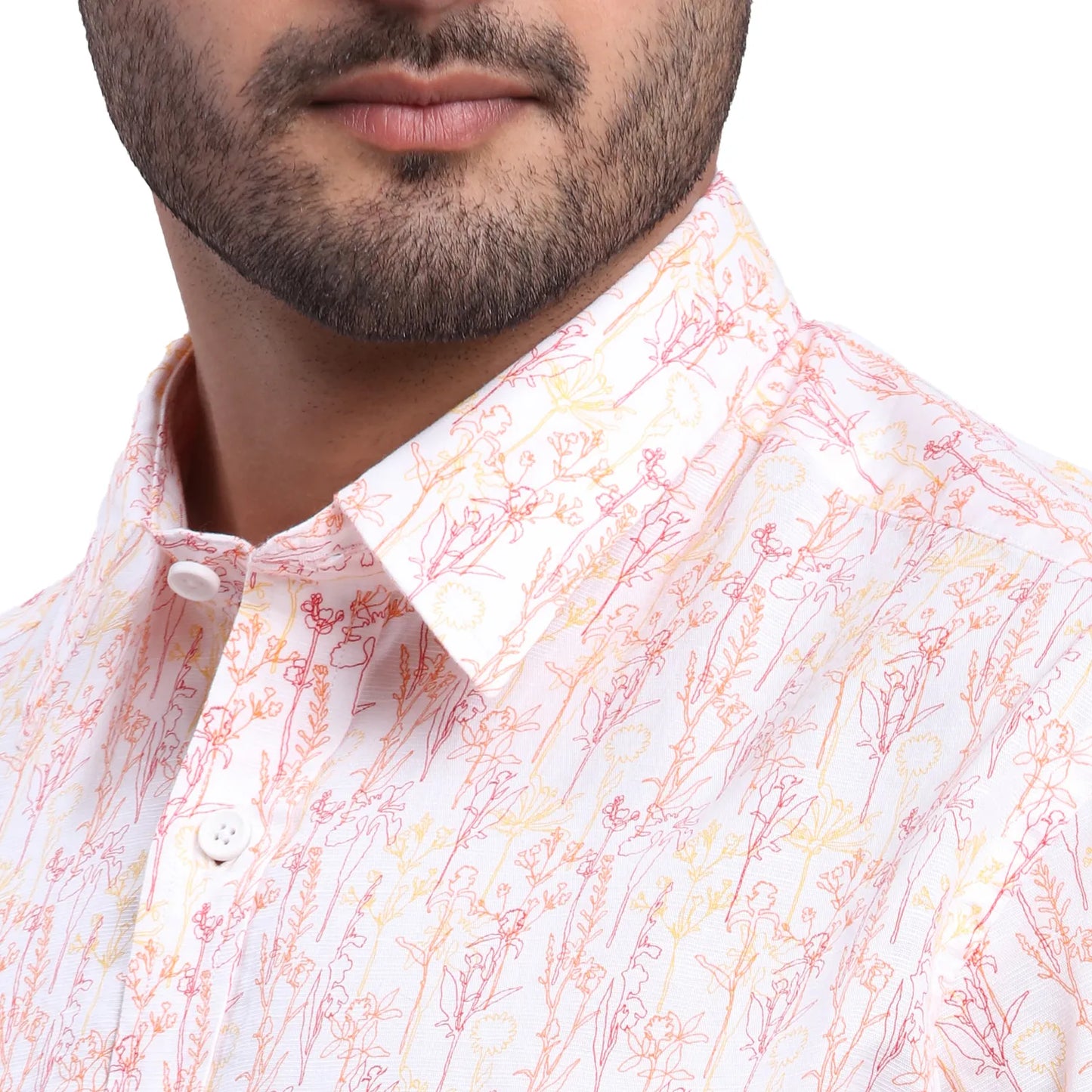 ColorPlus Men Red Checks Comfort Fit Linen Half Sleeve Shirt