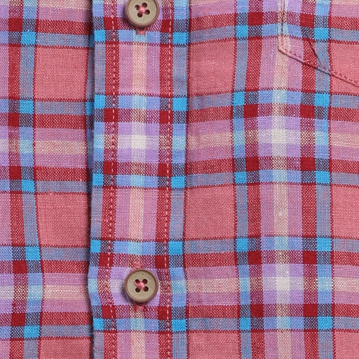 ColorPlus Men Red Checks Comfort Fit Linen Half Sleeve Shirt