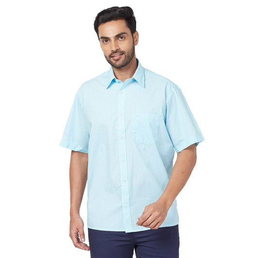 ColorPlus Men Orange Print Comfort Fit Cotton Half Sleeve Shirt