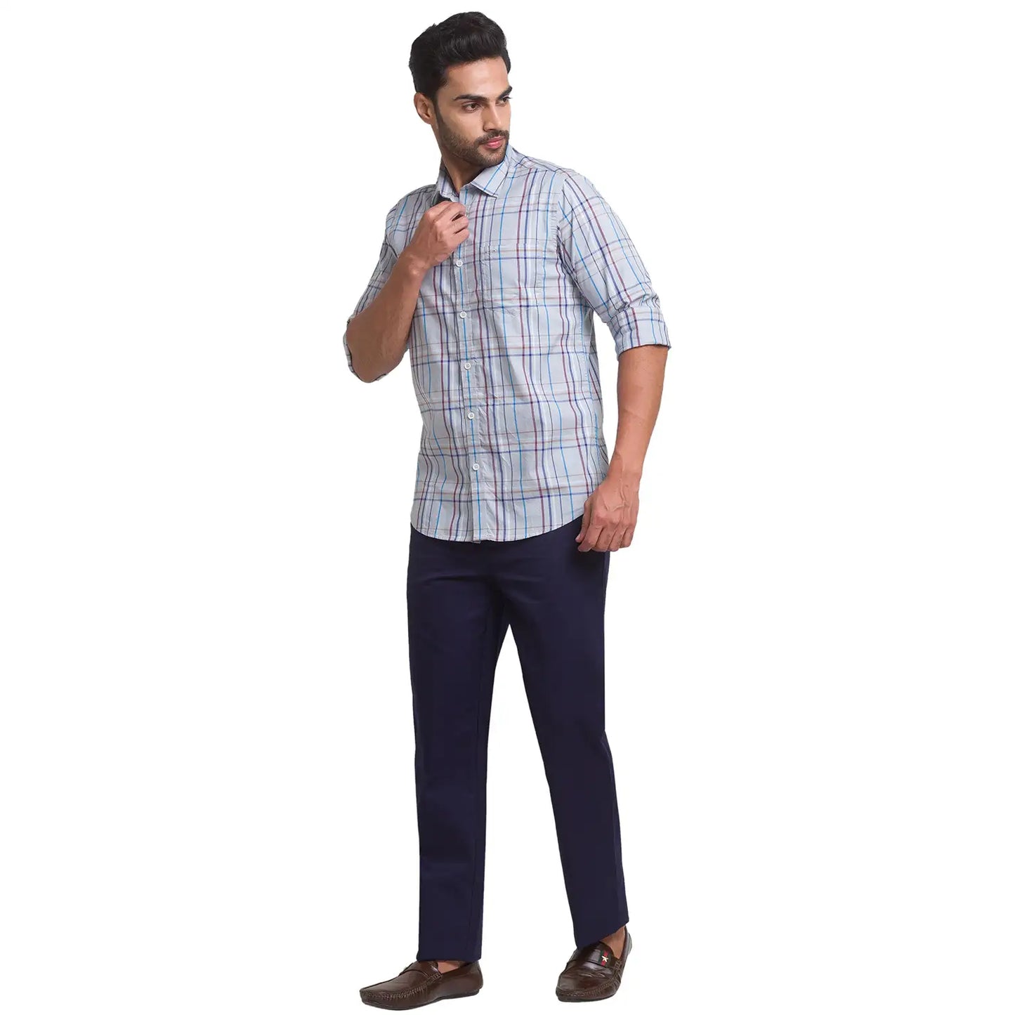 Men Contemporary Fit Dark Red Shirt