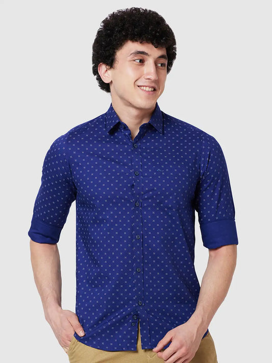 Men Contemporary Fit Blue Shirt