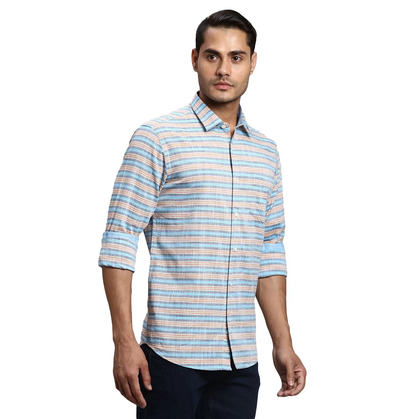 Men Slim Fit Blue Shirt