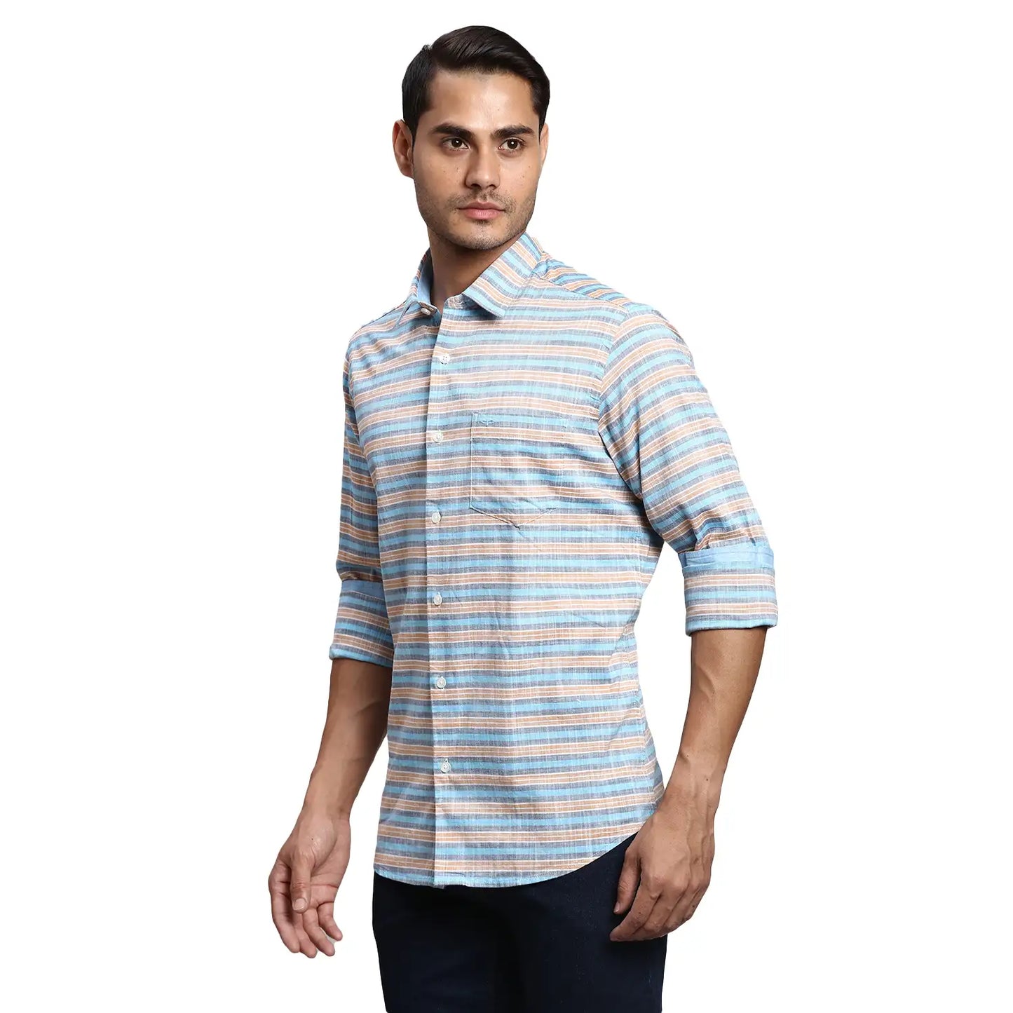 Men Slim Fit Blue Shirt